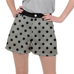 Large Black Polka Dots On Trout Grey - Ripstop Shorts by FashionLane