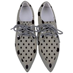 Large Black Polka Dots On Trout Grey - Pointed Oxford Shoes by FashionLane