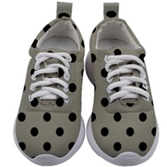 Large Black Polka Dots On Trout Grey - Kids Athletic Shoes by FashionLane