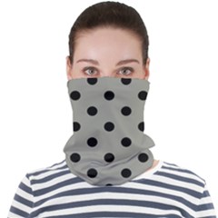 Large Black Polka Dots On Trout Grey - Face Seamless Bandana (adult)