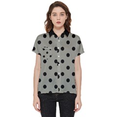 Large Black Polka Dots On Trout Grey - Short Sleeve Pocket Shirt