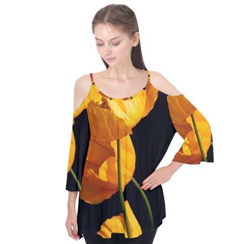 Yellow Poppies Flutter Tees by Audy