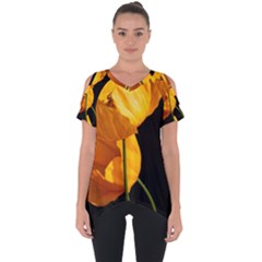 Yellow Poppies Cut Out Side Drop Tee