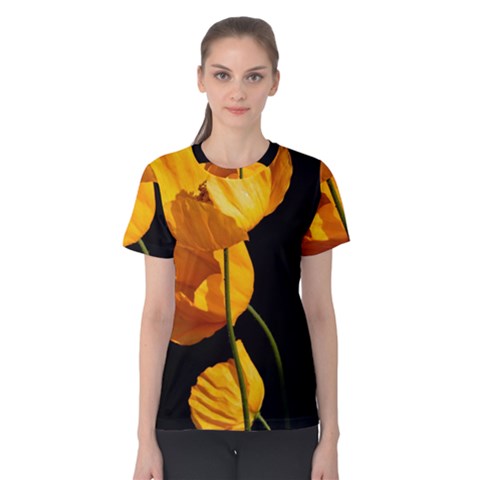 Yellow Poppies Women s Cotton Tee by Audy