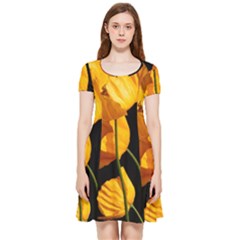 Yellow Poppies Inside Out Cap Sleeve Dress