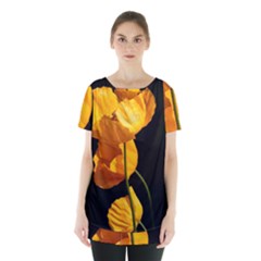 Yellow Poppies Skirt Hem Sports Top by Audy