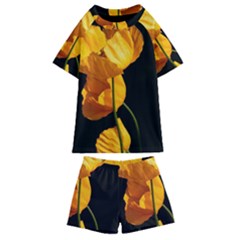 Yellow Poppies Kids  Swim Tee And Shorts Set by Audy