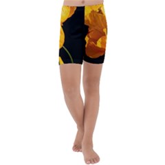 Yellow Poppies Kids  Lightweight Velour Capri Yoga Leggings by Audy