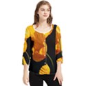 Yellow Poppies Chiffon Quarter Sleeve Blouse View1