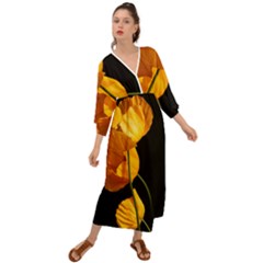 Yellow Poppies Grecian Style  Maxi Dress by Audy