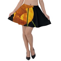 Yellow Poppies Velvet Skater Skirt