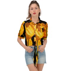 Yellow Poppies Tie Front Shirt  by Audy