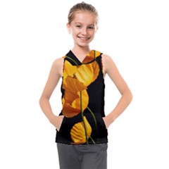 Yellow Poppies Kids  Sleeveless Hoodie