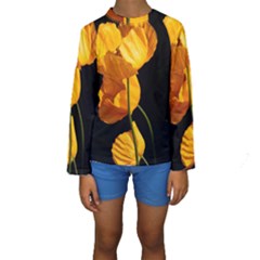 Yellow Poppies Kids  Long Sleeve Swimwear