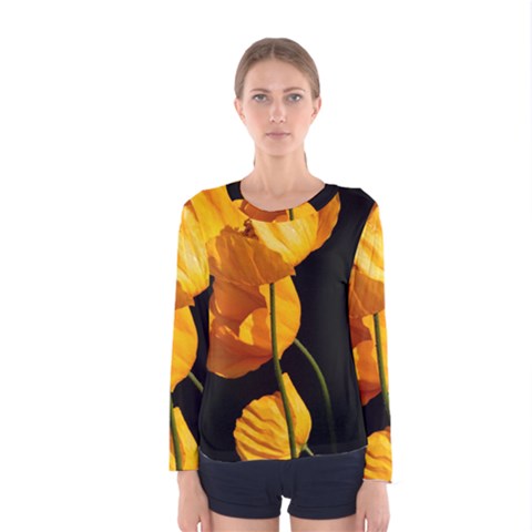 Yellow Poppies Women s Long Sleeve Tee by Audy