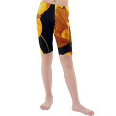 Yellow Poppies Kids  Mid Length Swim Shorts by Audy