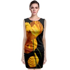 Yellow Poppies Classic Sleeveless Midi Dress by Audy