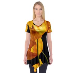 Yellow Poppies Short Sleeve Tunic  by Audy