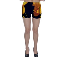 Yellow Poppies Skinny Shorts by Audy