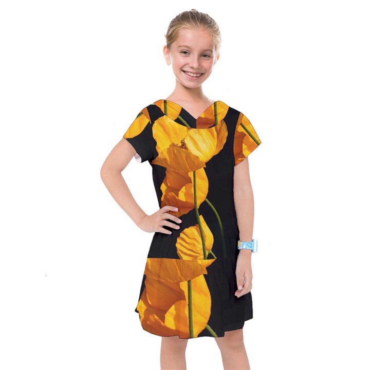 Yellow Poppies Kids  Drop Waist Dress