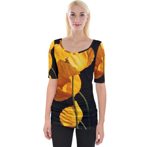 Yellow Poppies Wide Neckline Tee by Audy