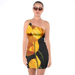 Yellow Poppies One Soulder Bodycon Dress by Audy