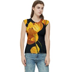 Yellow Poppies Women s Raglan Cap Sleeve Tee by Audy