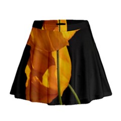 Yellow Poppies Mini Flare Skirt by Audy