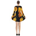 Yellow Poppies Long Sleeve Velvet V-neck Dress View2