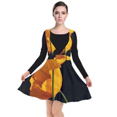 Yellow Poppies Plunge Pinafore Dress by Audy