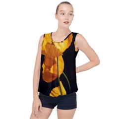 Yellow Poppies Bubble Hem Chiffon Tank Top by Audy