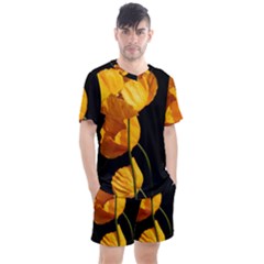 Yellow Poppies Men s Mesh Tee And Shorts Set