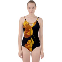 Yellow Poppies Cut Out Top Tankini Set