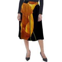 Yellow Poppies Classic Velour Midi Skirt  by Audy