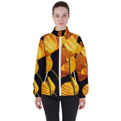 Yellow Poppies Women s High Neck Windbreaker by Audy