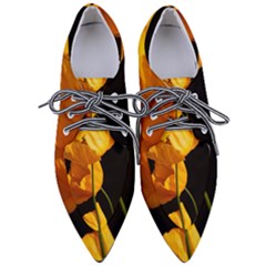 Yellow Poppies Pointed Oxford Shoes by Audy