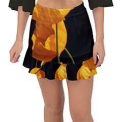 Yellow Poppies Fishtail Mini Chiffon Skirt by Audy