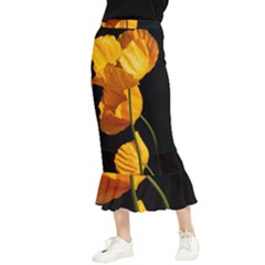 Yellow Poppies Maxi Fishtail Chiffon Skirt by Audy