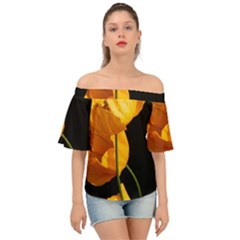 Yellow Poppies Off Shoulder Short Sleeve Top by Audy