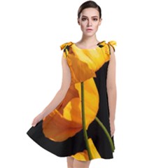 Yellow Poppies Tie Up Tunic Dress by Audy