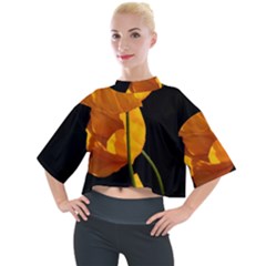 Yellow Poppies Mock Neck Tee