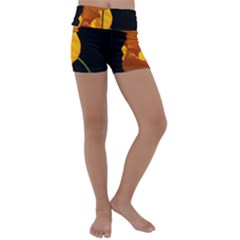 Yellow Poppies Kids  Lightweight Velour Yoga Shorts by Audy