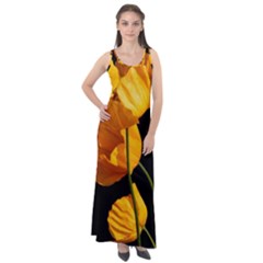 Yellow Poppies Sleeveless Velour Maxi Dress by Audy