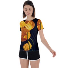 Yellow Poppies Back Circle Cutout Sports Tee by Audy