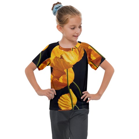 Yellow Poppies Kids  Mesh Piece Tee by Audy