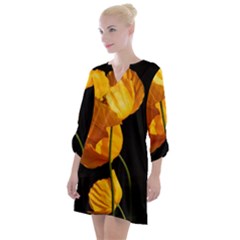 Yellow Poppies Open Neck Shift Dress by Audy