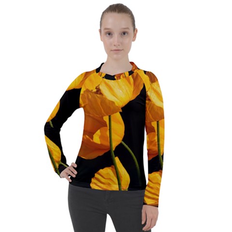 Yellow Poppies Women s Pique Long Sleeve Tee by Audy