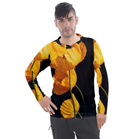 Yellow Poppies Men s Pique Long Sleeve Tee by Audy