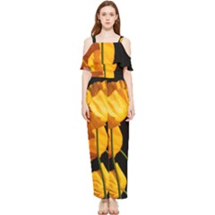 Yellow Poppies Draped Sleeveless Chiffon Jumpsuit