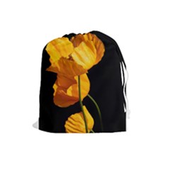 Yellow Poppies Drawstring Pouch (large) by Audy